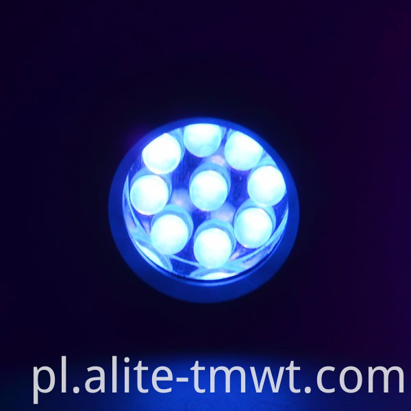 Hurtownia 9 LED UV Latarka 365 Nm 385NM 395 Nm długość fali aluminium Aluminium Mini Blacklight Blak 2 9 LED LED z fabryką